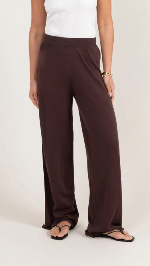 Sofia Knit Trousers - Espresso - by Charli