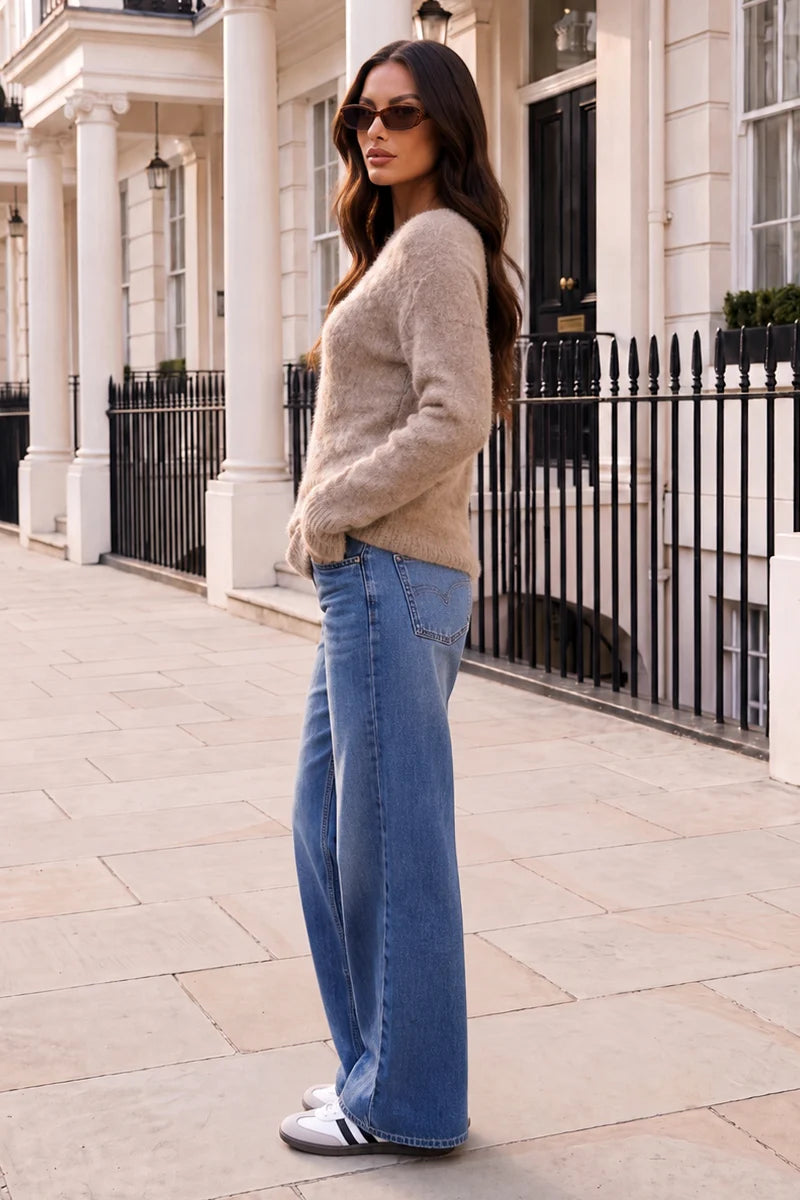 Stone Brushed Knit Off The Shoulder Jumper - AX Paris