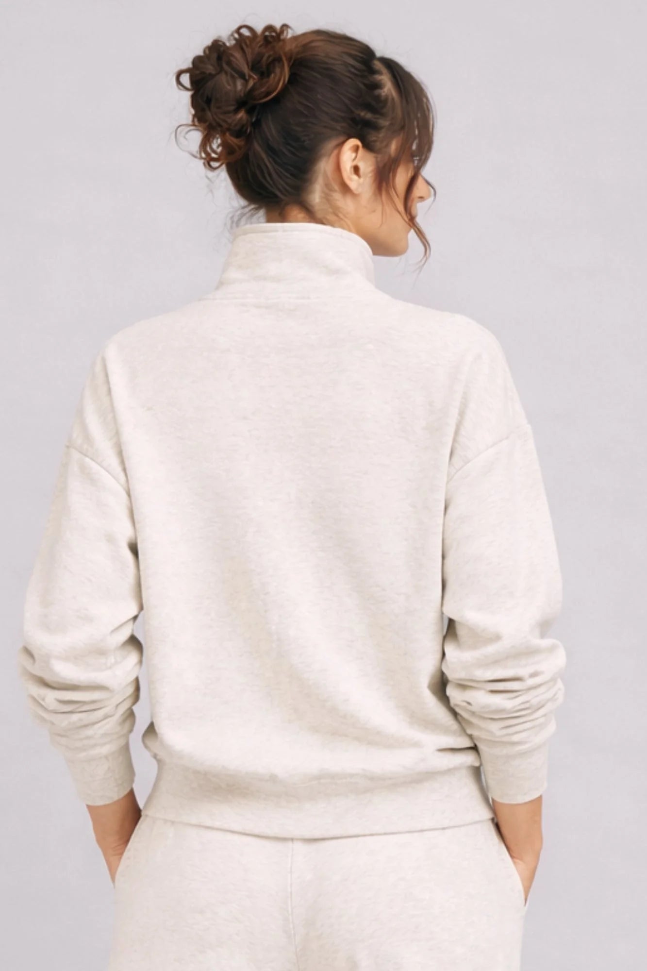 Supersoft Half Zip Sweatshirt - Oat Marl - by Born Nouli