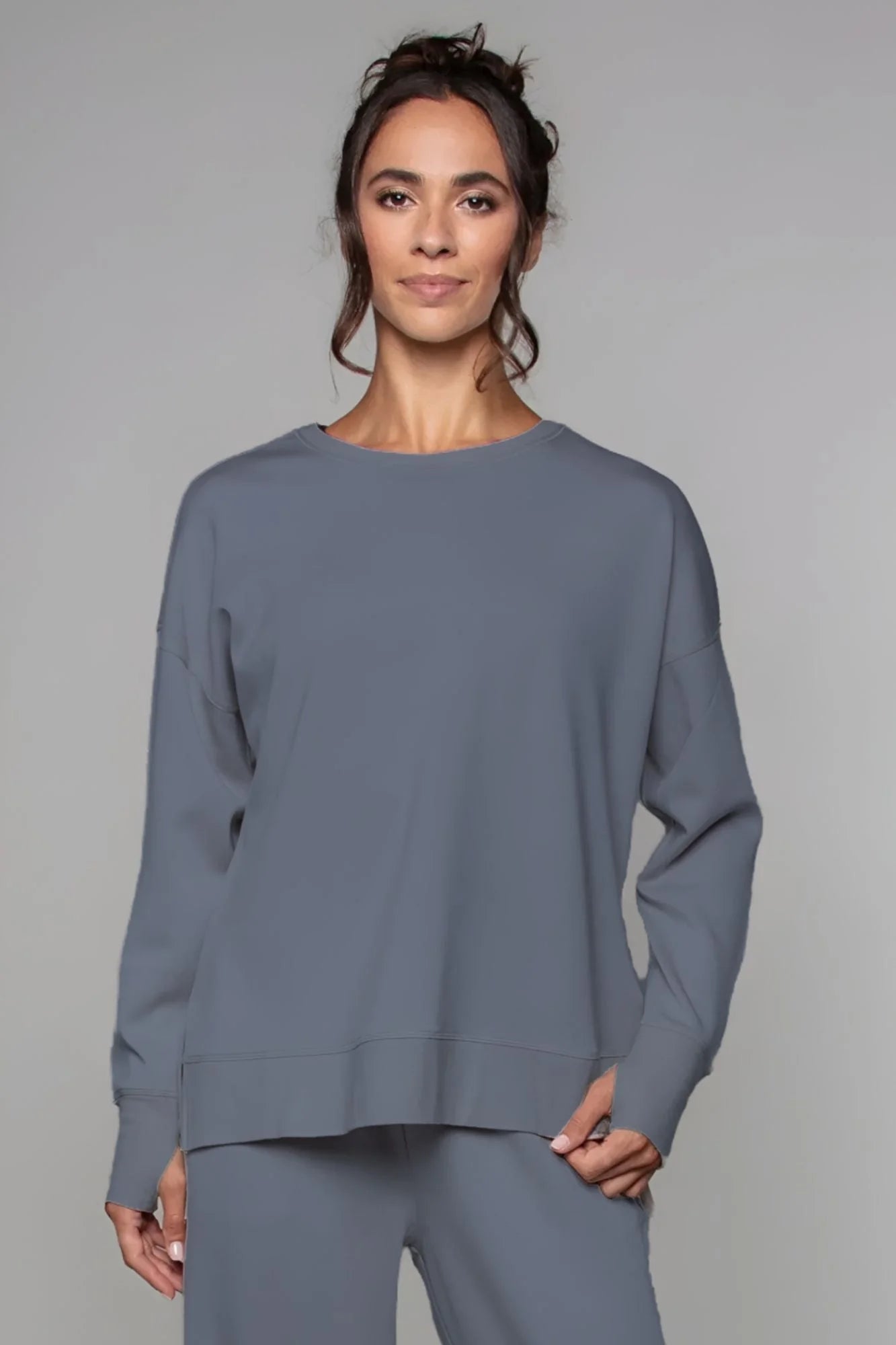 Supersoft Longline Sweatshirt - Indigo- by Born Nouli