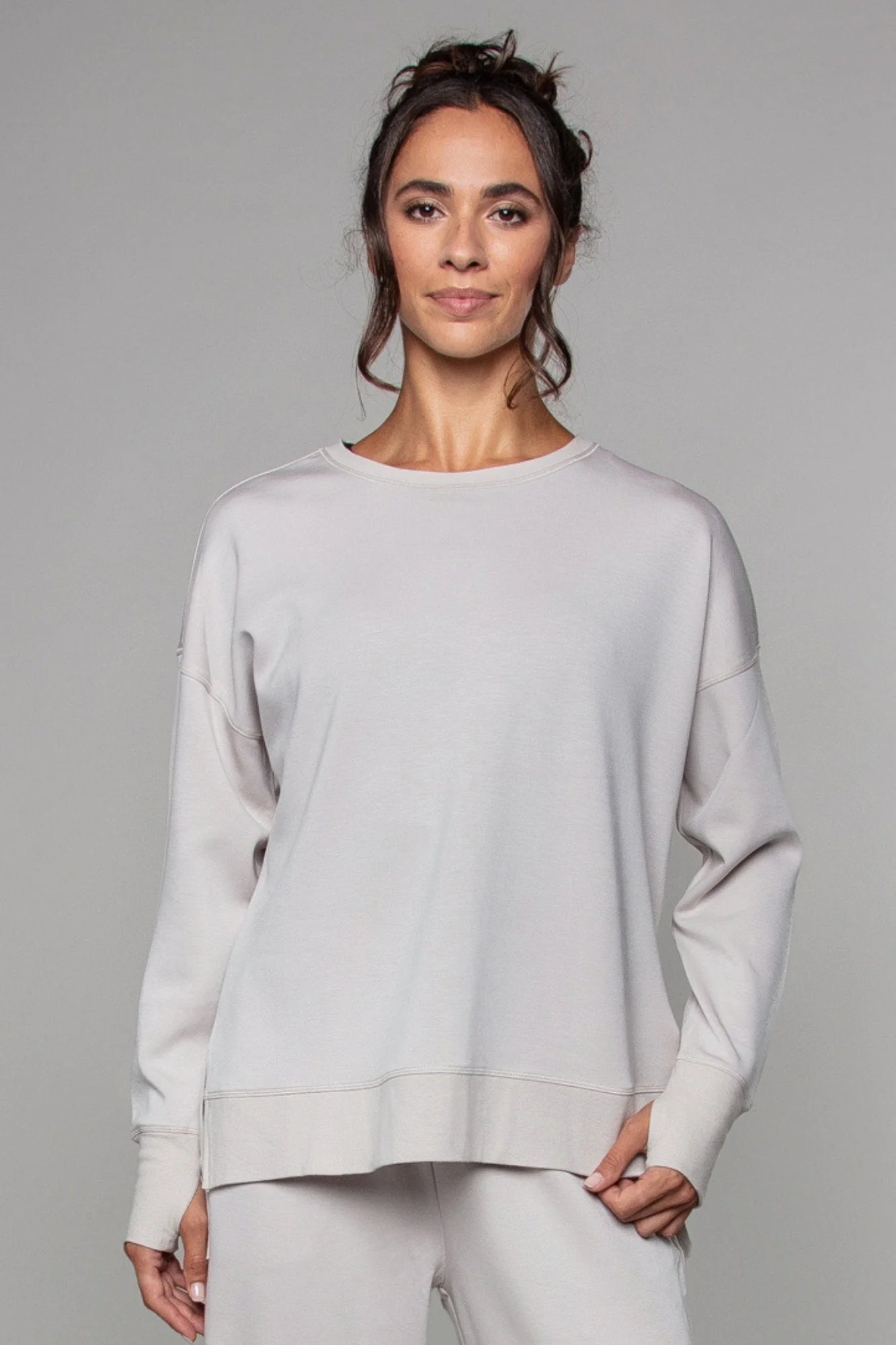 Supersoft Longline Sweatshirt - Oat - by Born Nouli