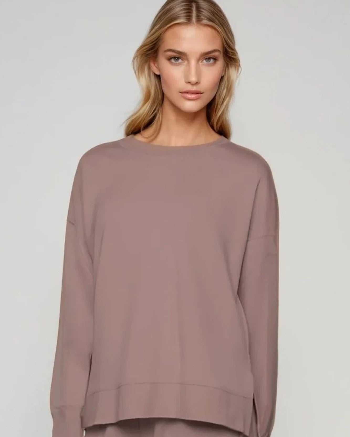 Supersoft Longline Sweatshirt - Taupe - by Born Nouli