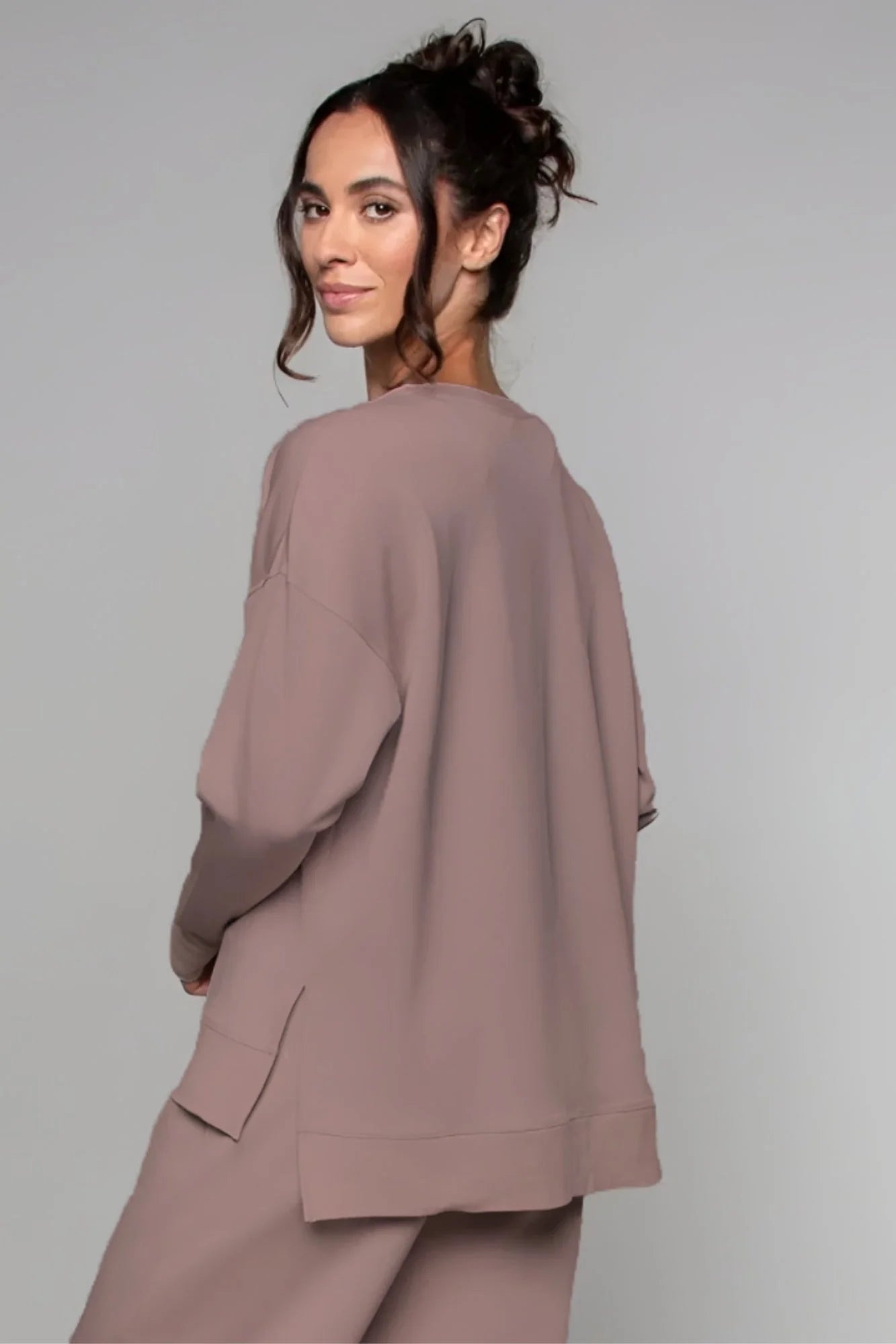 Supersoft Longline Sweatshirt - Taupe - by Born Nouli