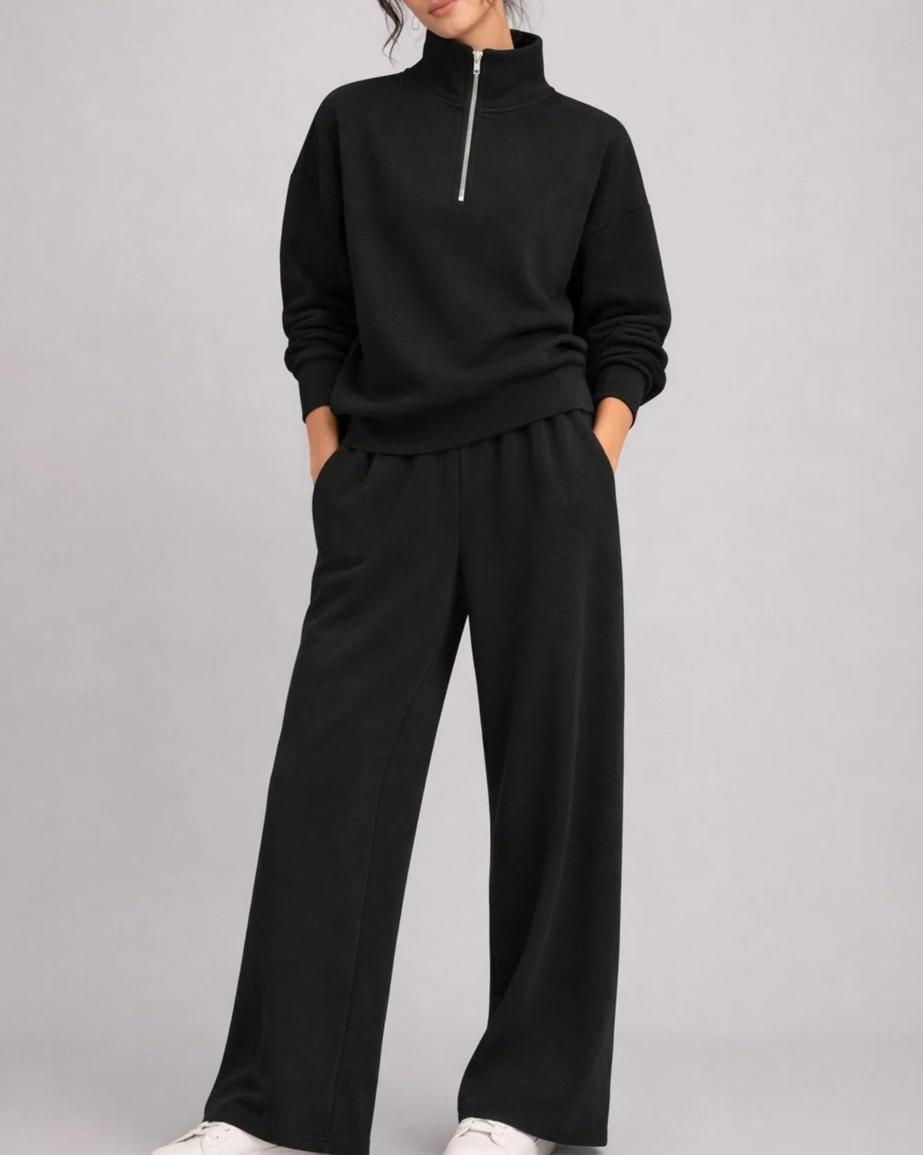 Supersoft Wide Leg Sweatpant - Black - by Born Nouli