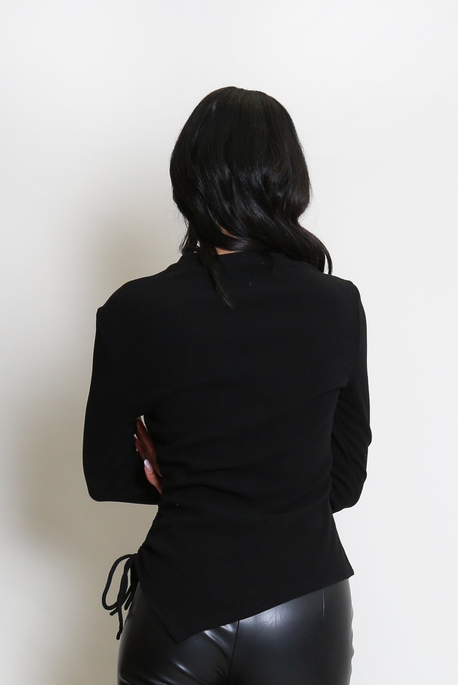 Super Soft Ribbed Long Sleeve Top - Black