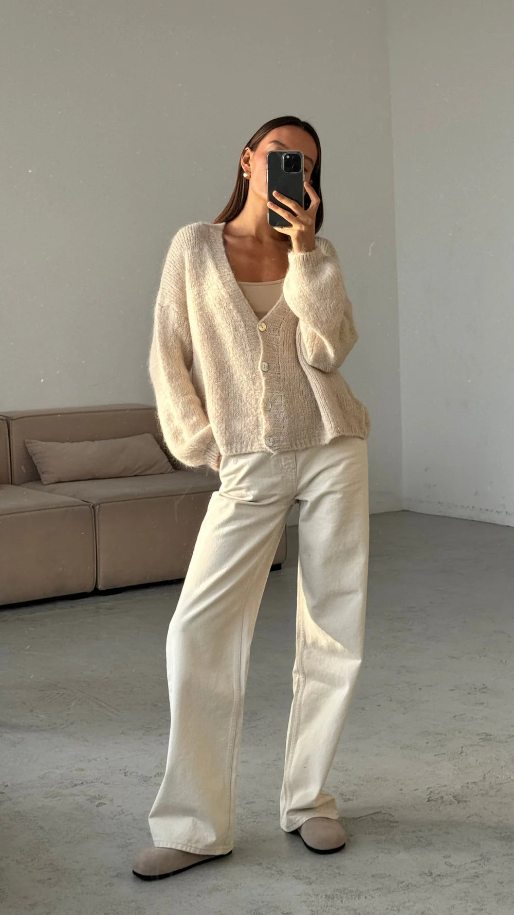 Ruby Cardigan - Stone - by Charli