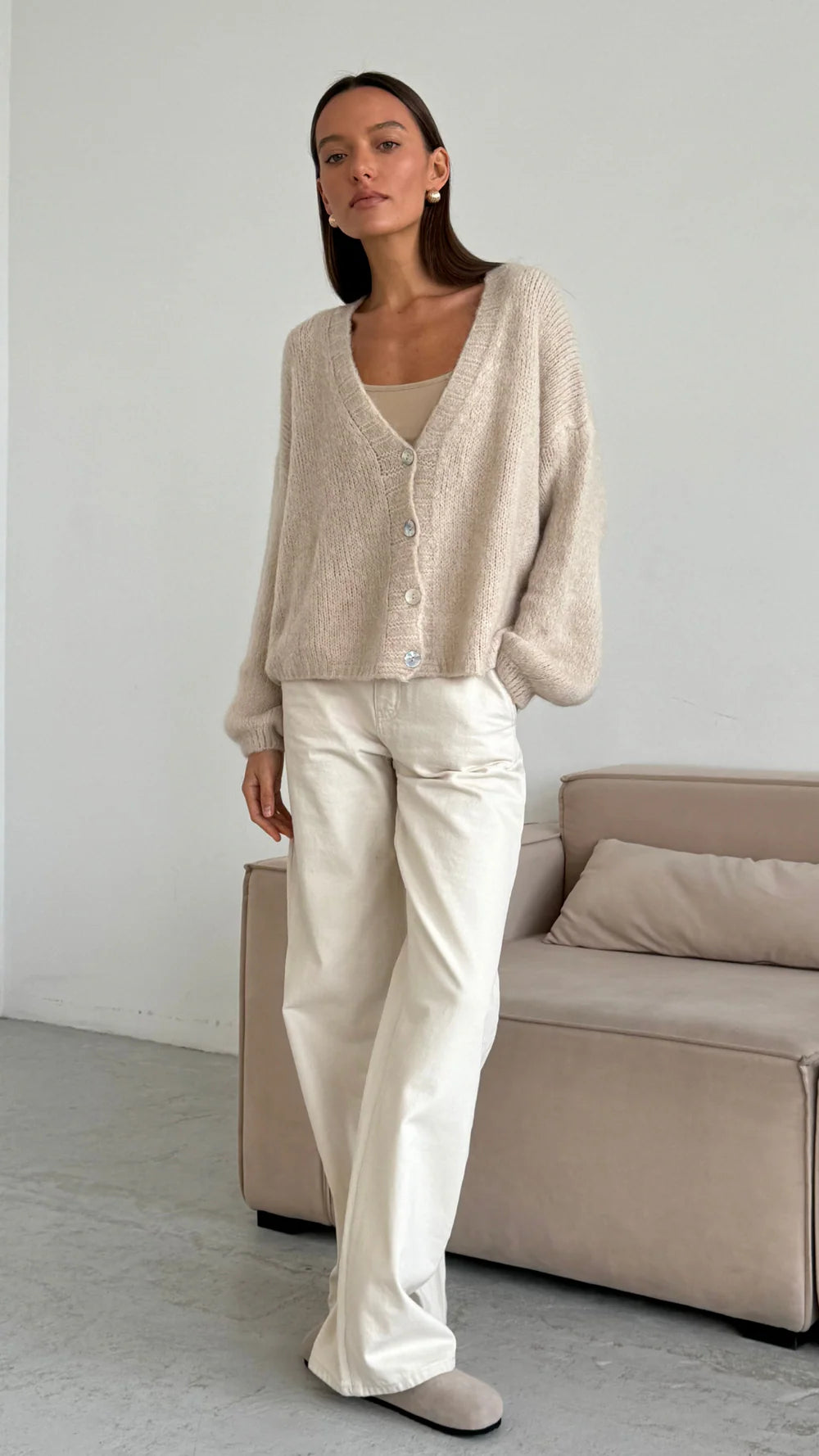 Ruby Cardigan - Stone - by Charli