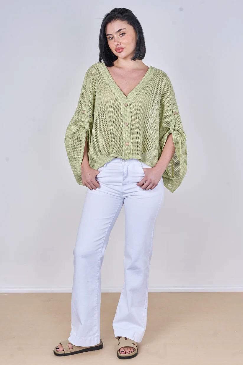 Maya MESH BUTTON CARDIGAN