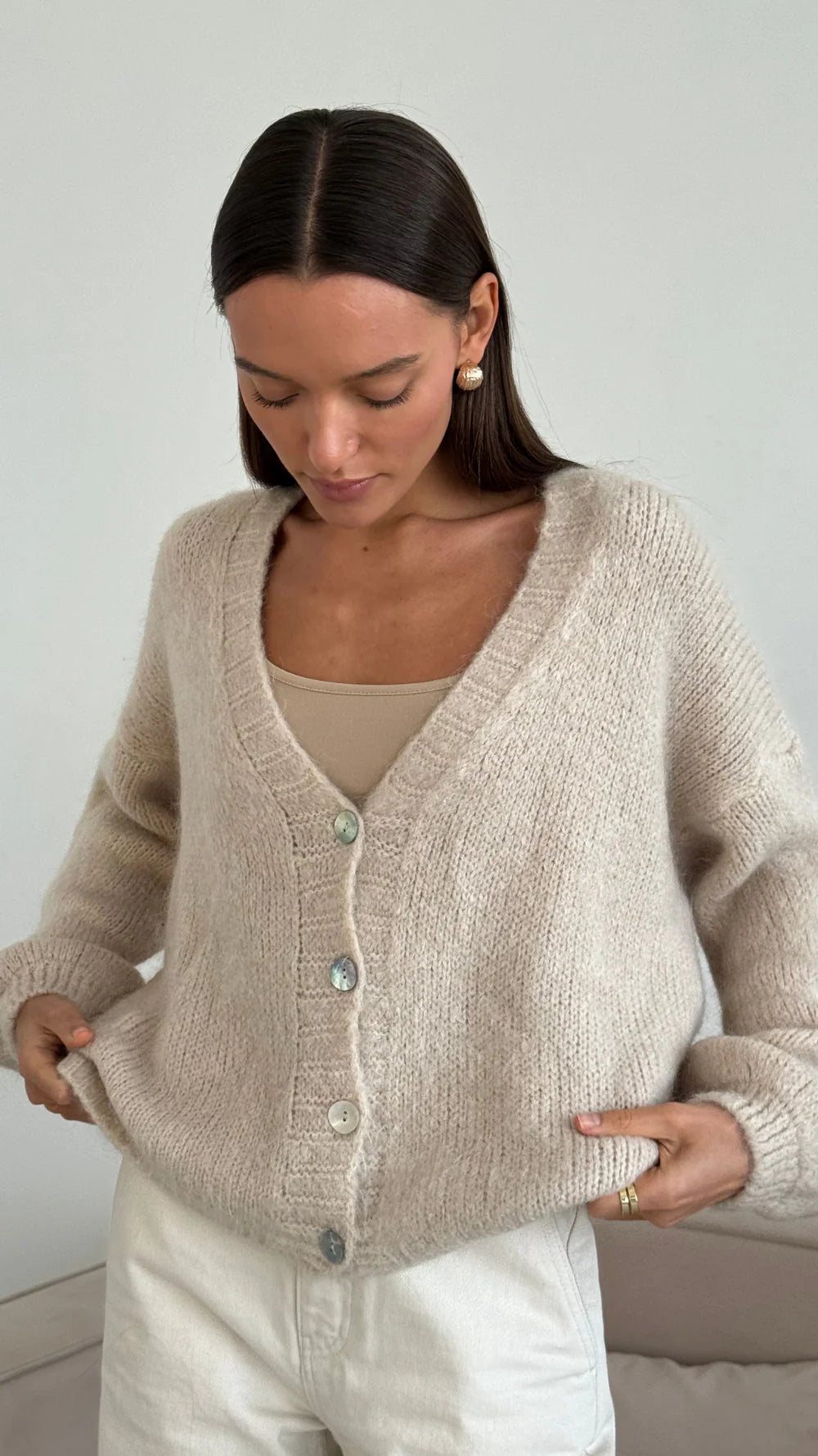 Ruby Cardigan - Stone - by Charli