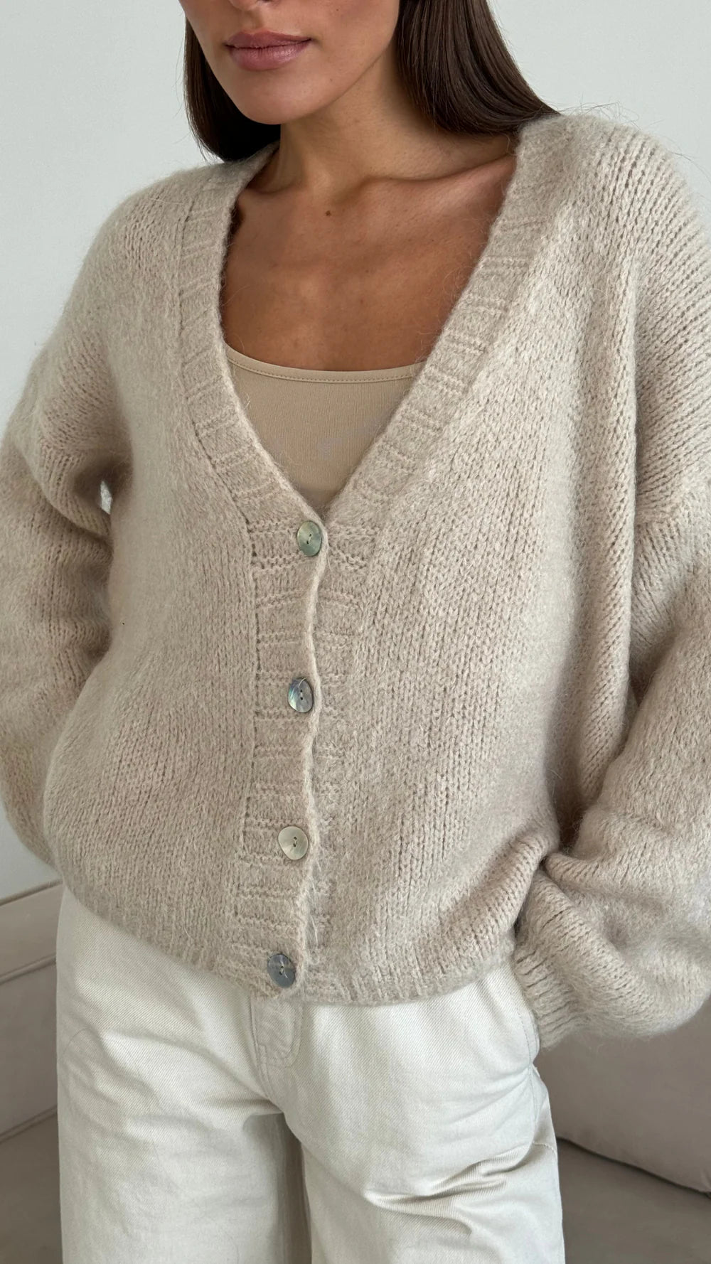 Ruby Cardigan - Stone - by Charli
