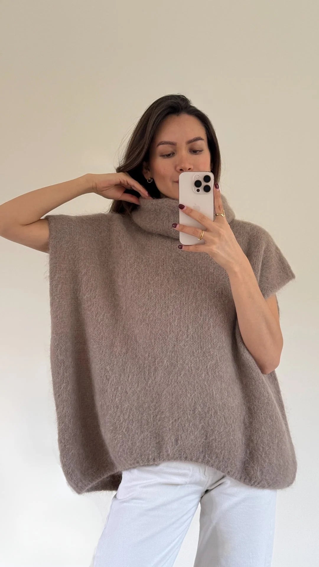 Rhonda Roll Neck Alpaca Sweater - Mink - Charli