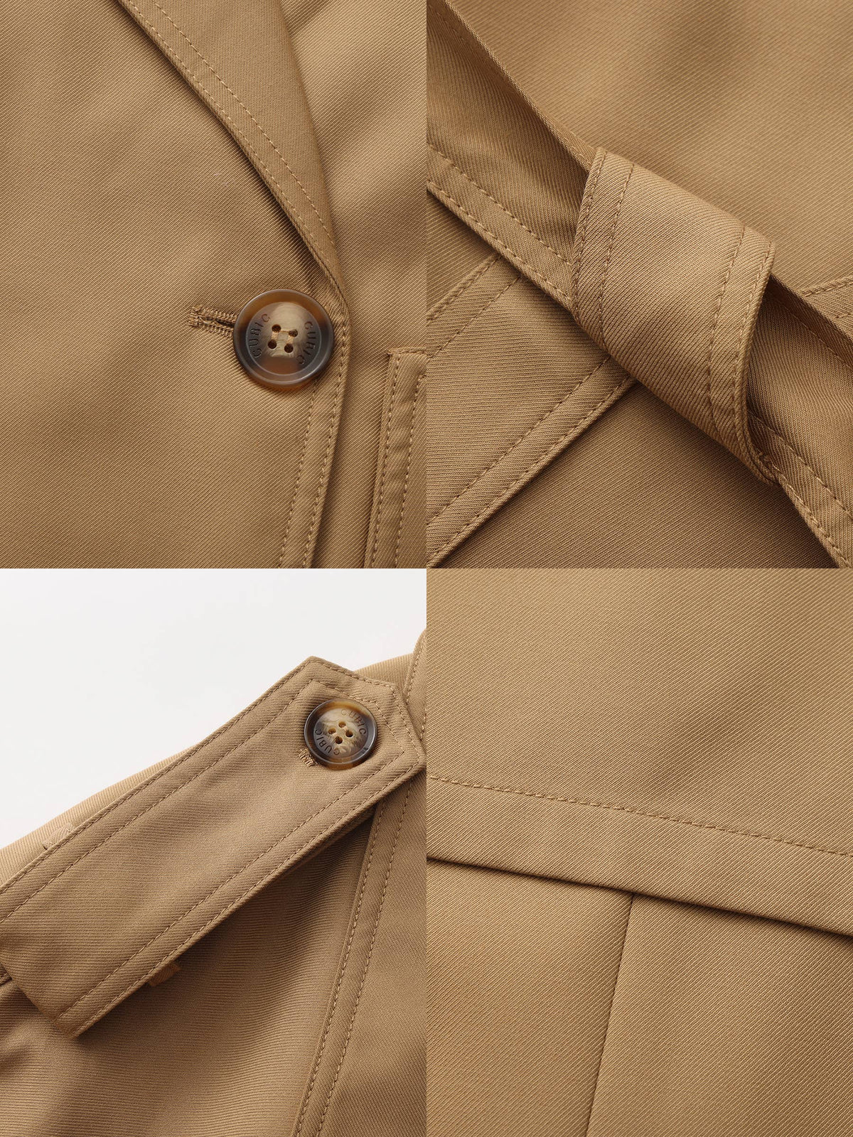 Classic British-Style Double-Breasted Trench Coat: Khaki / S