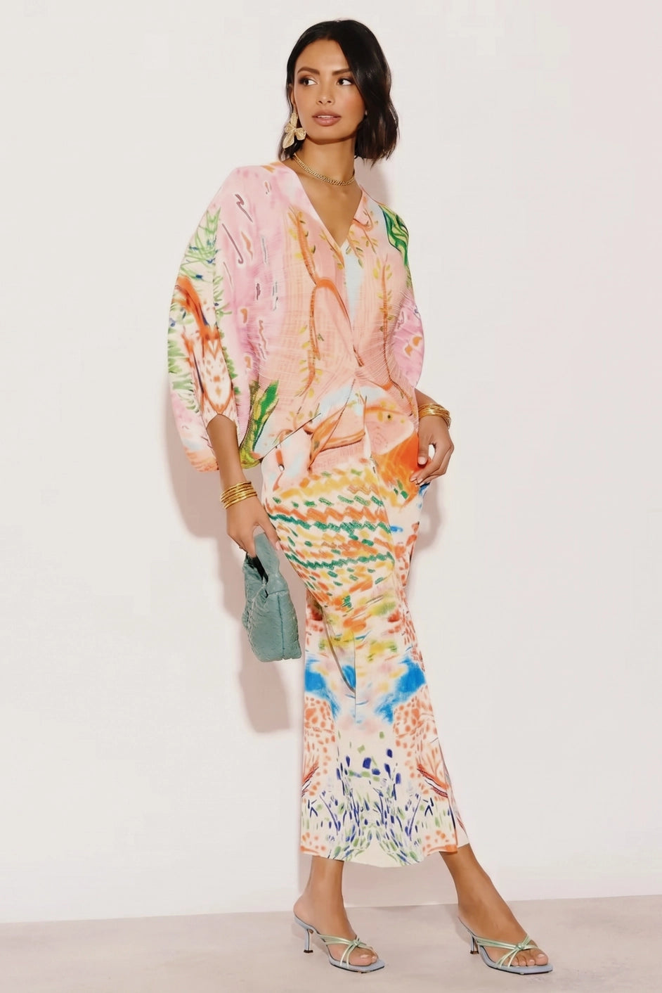 Floral Pleated Midi Dress