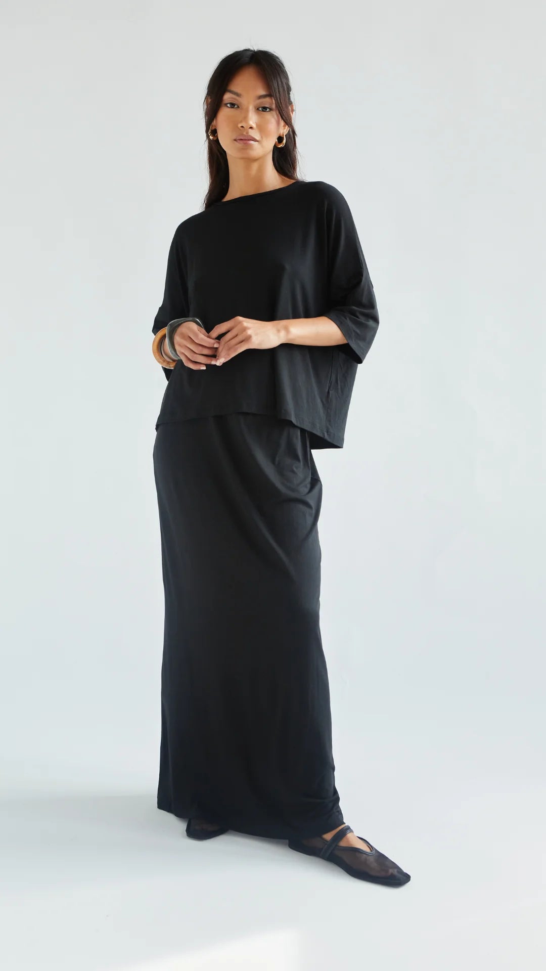 Aria Jersey Maxi Skirt - Black