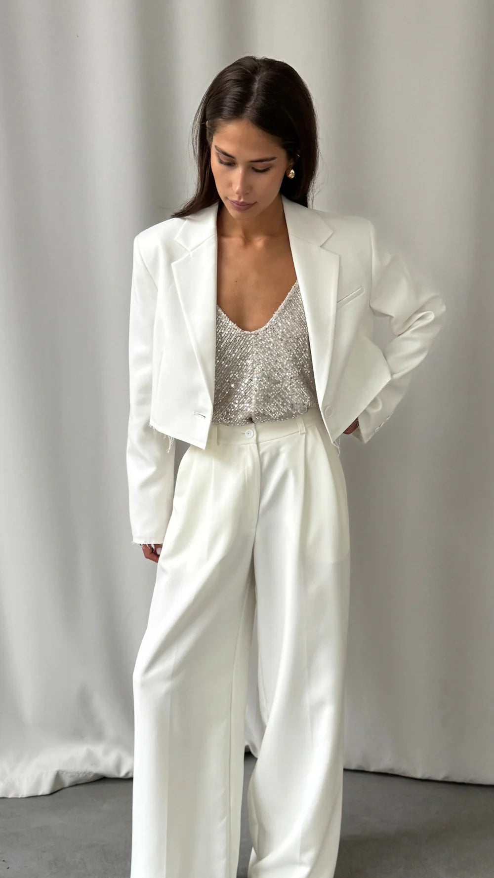 Sienna Sequin Camisole - Silver - by Charli