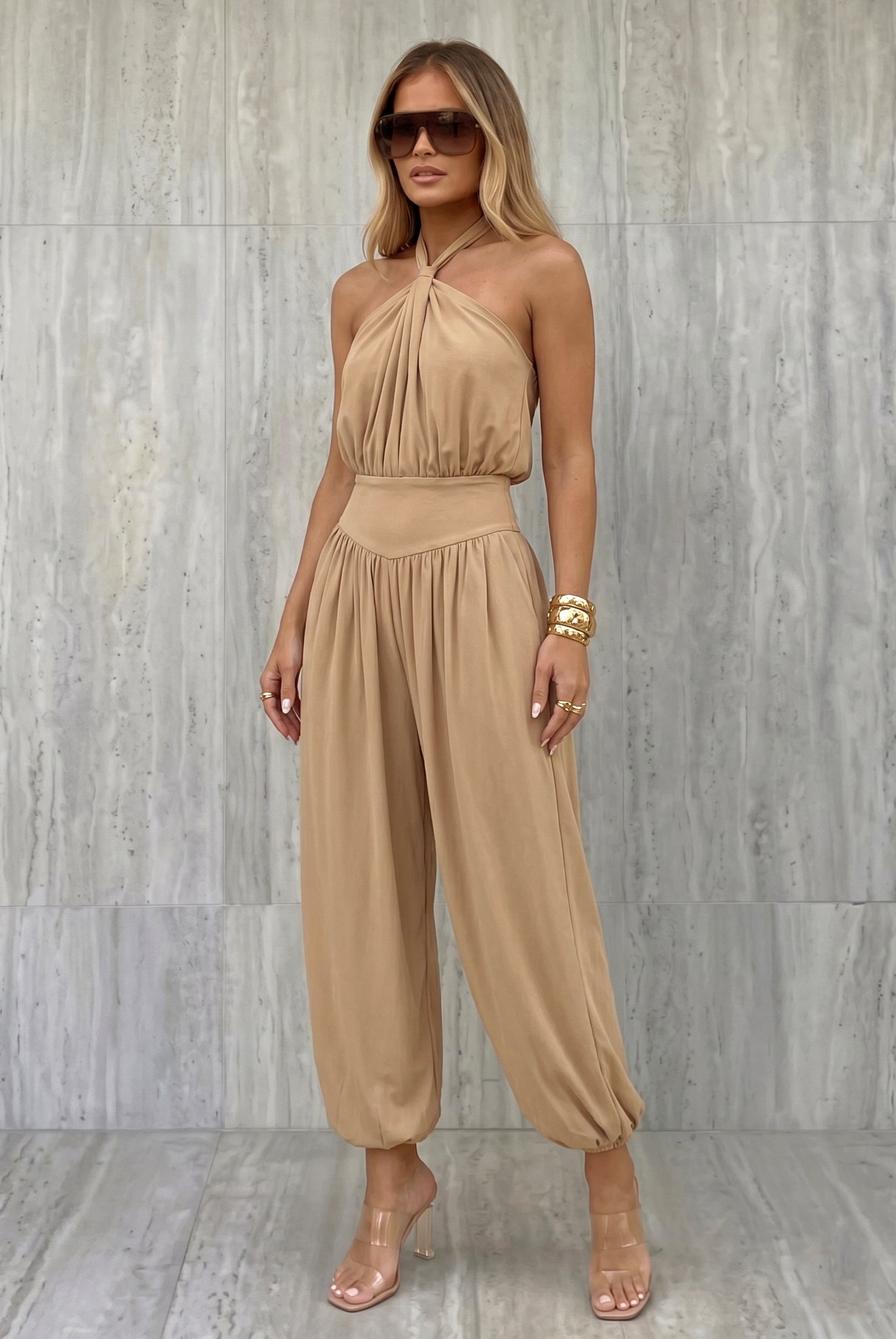 Halter Neck Balloon Leg Jumpsuit
