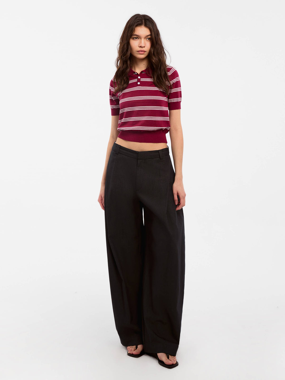 Wide-Leg Tapered Tailored Trousers