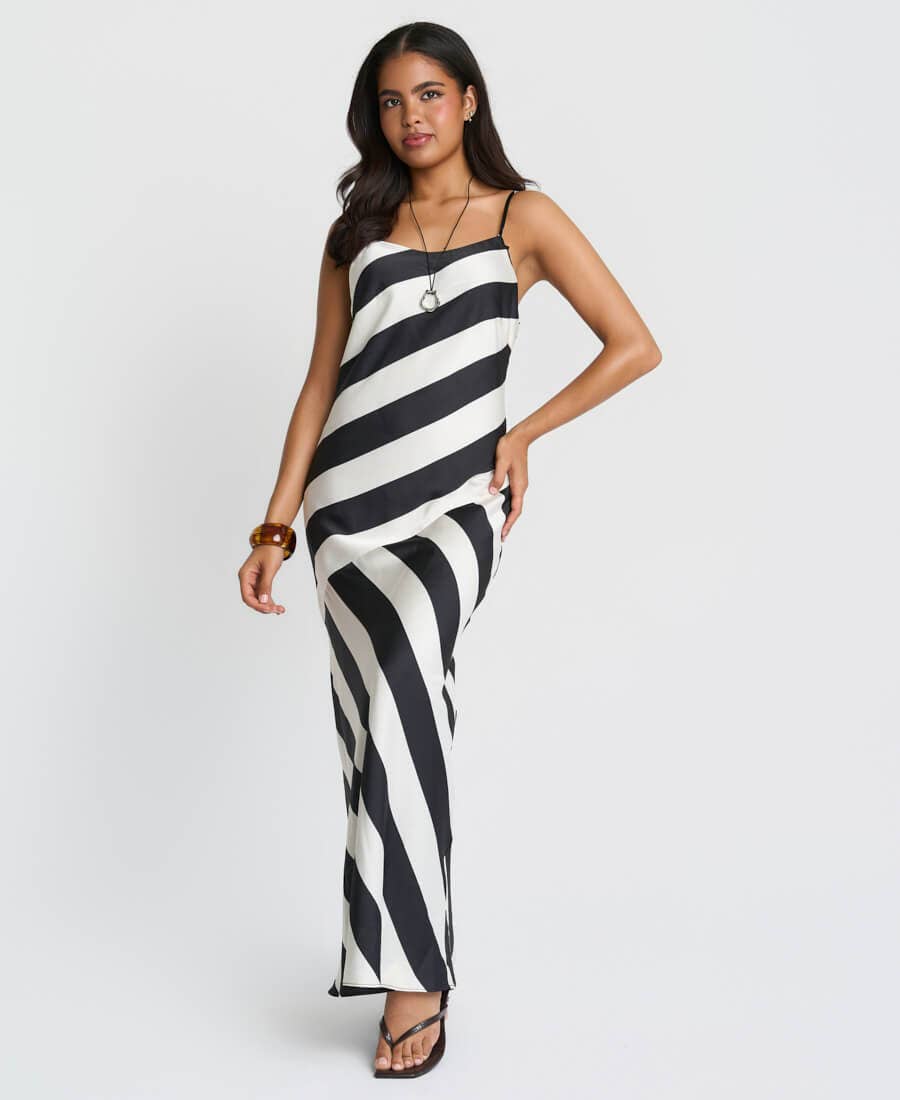 Mono Stripe Maxi Dress