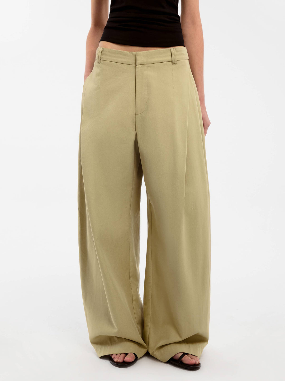 Wide-Leg Tapered Tailored Trousers