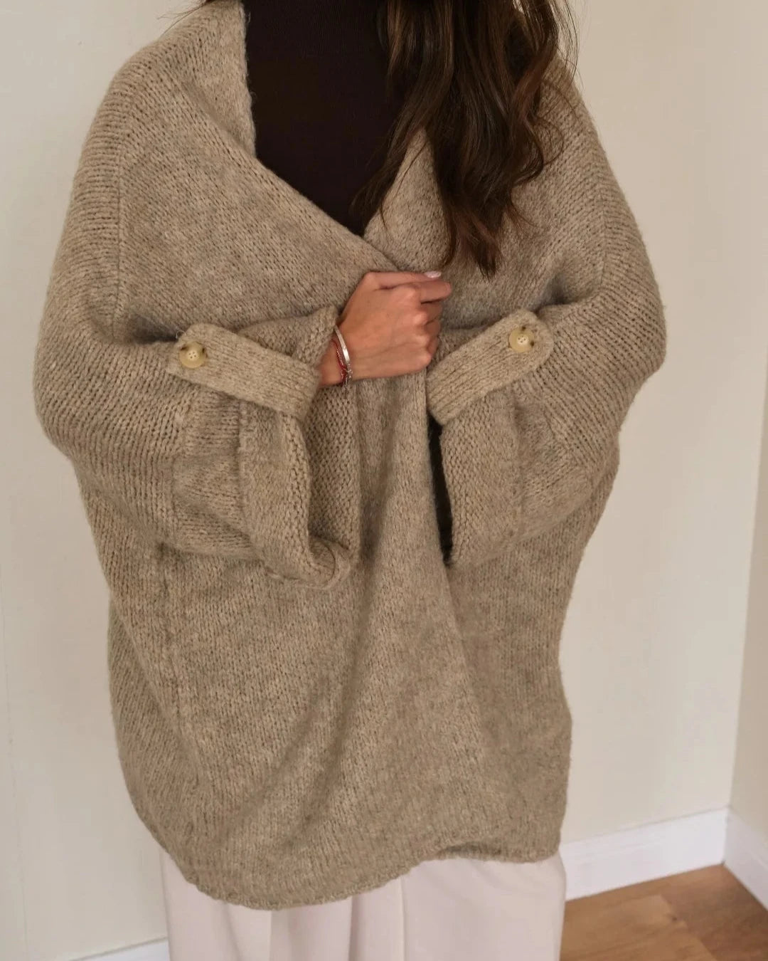 Adria Slouch Cardigan -  Taupe - by Charli
