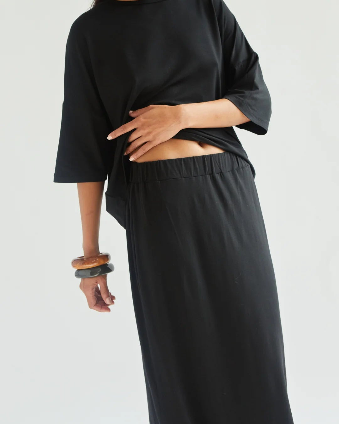 Aria Jersey Maxi Skirt - Black