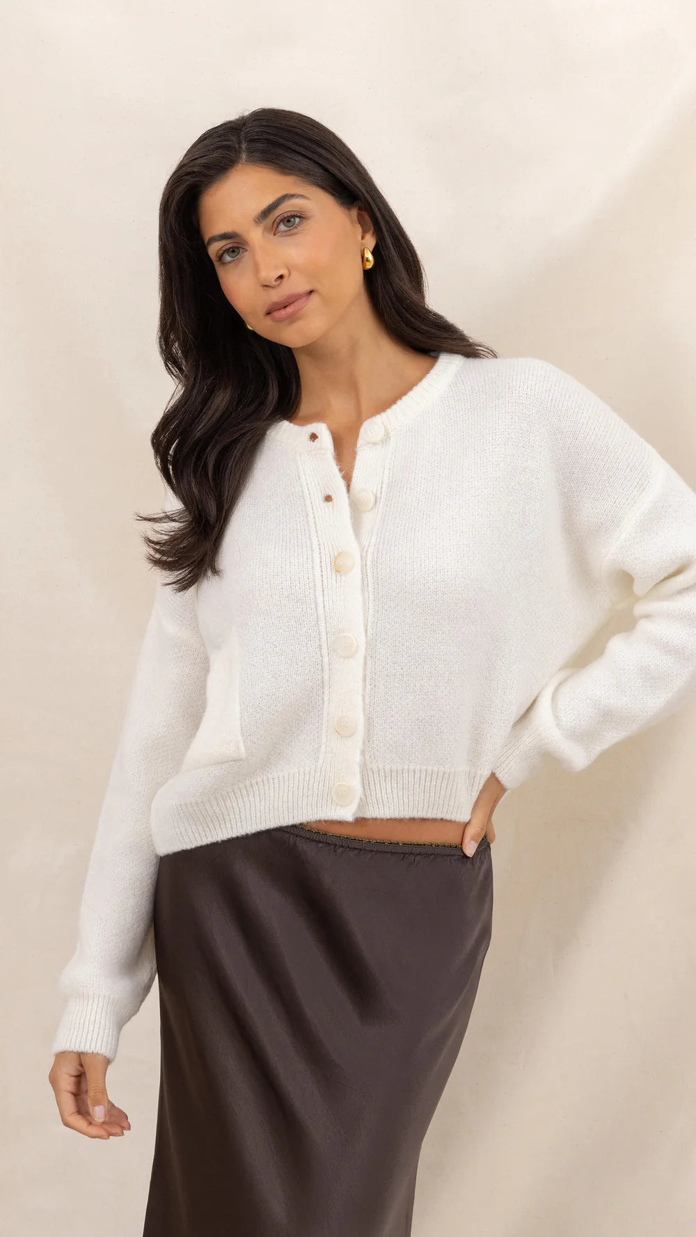 Carla Cardigan - Ivory - by Charli