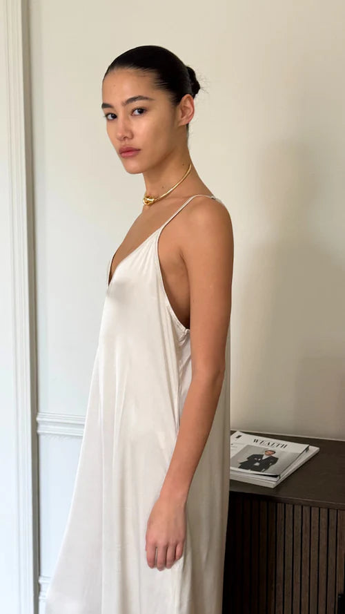 Natalie Satin Jumpsuit - Ivory - By Charli