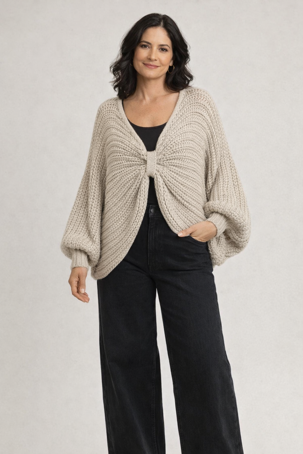 BOW SHAPED EFFECT KNITTED JUMPER