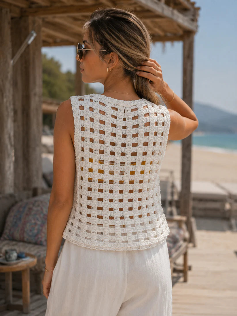 Sleeveless Mesh Crochet Top