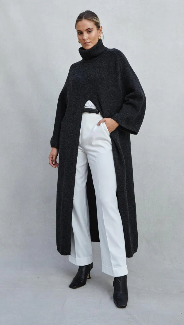 Vivienne Sweater Dress - Black Melange - by Charli