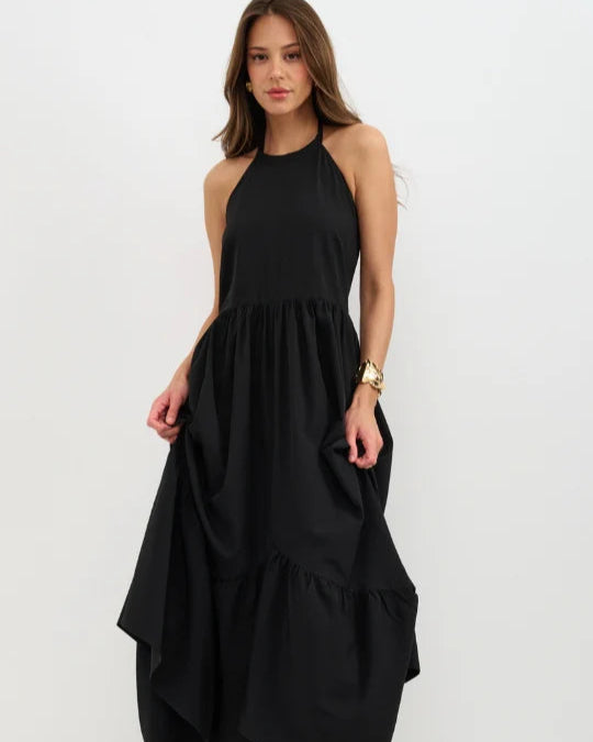 Kaley Halterneck Maxi Dress - Black