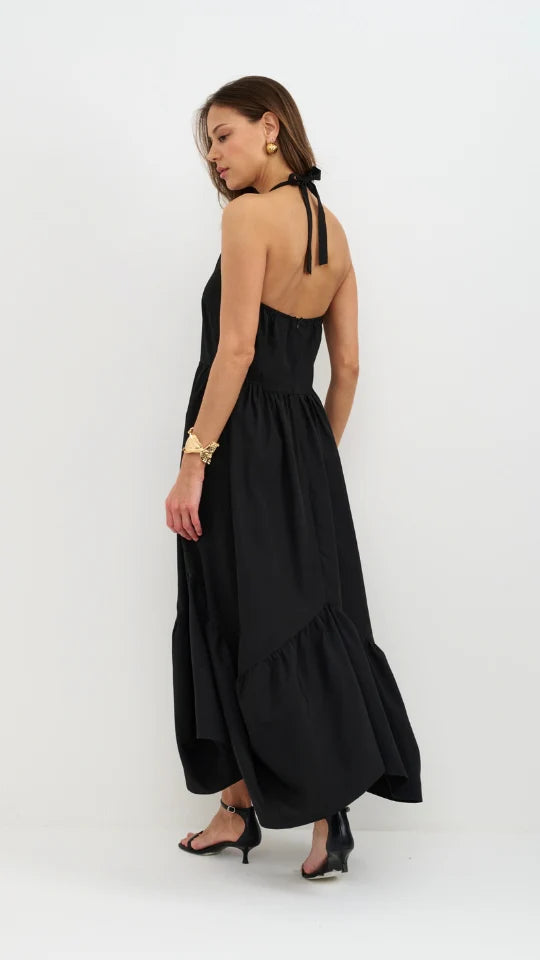 Kaley Halterneck Maxi Dress - Black