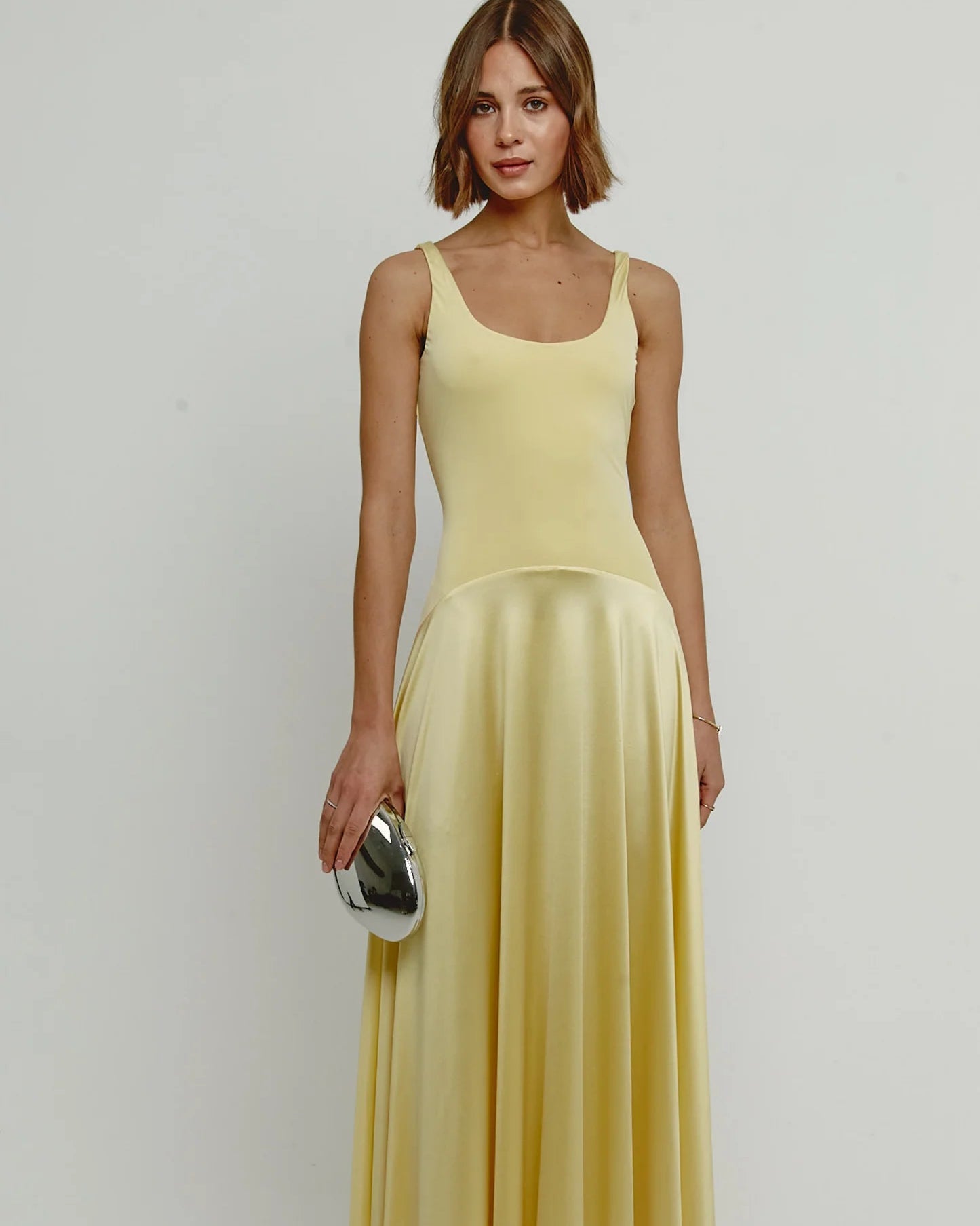 Curved Drop Waist Maxi Dress