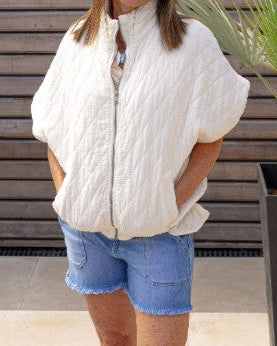 Charlston Quilted Short Sleeve Bomber Jacket by Suzy D