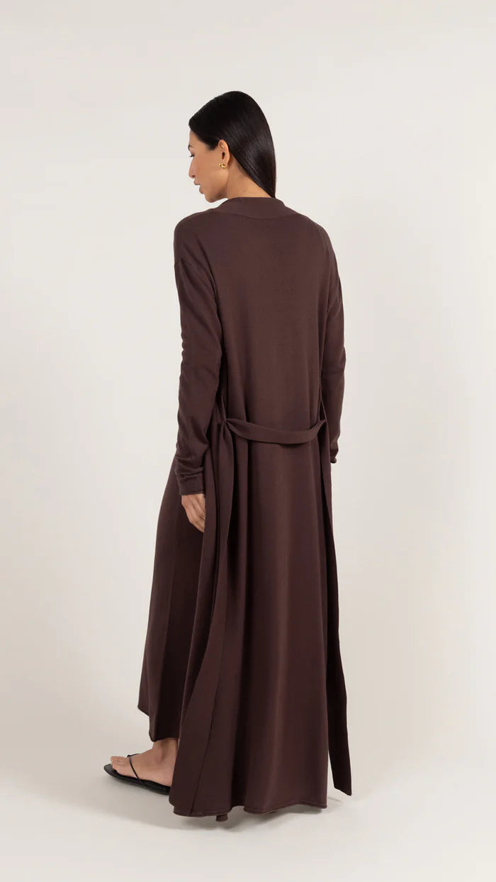 Sofia Long Line Cardigan - Dark Espresso