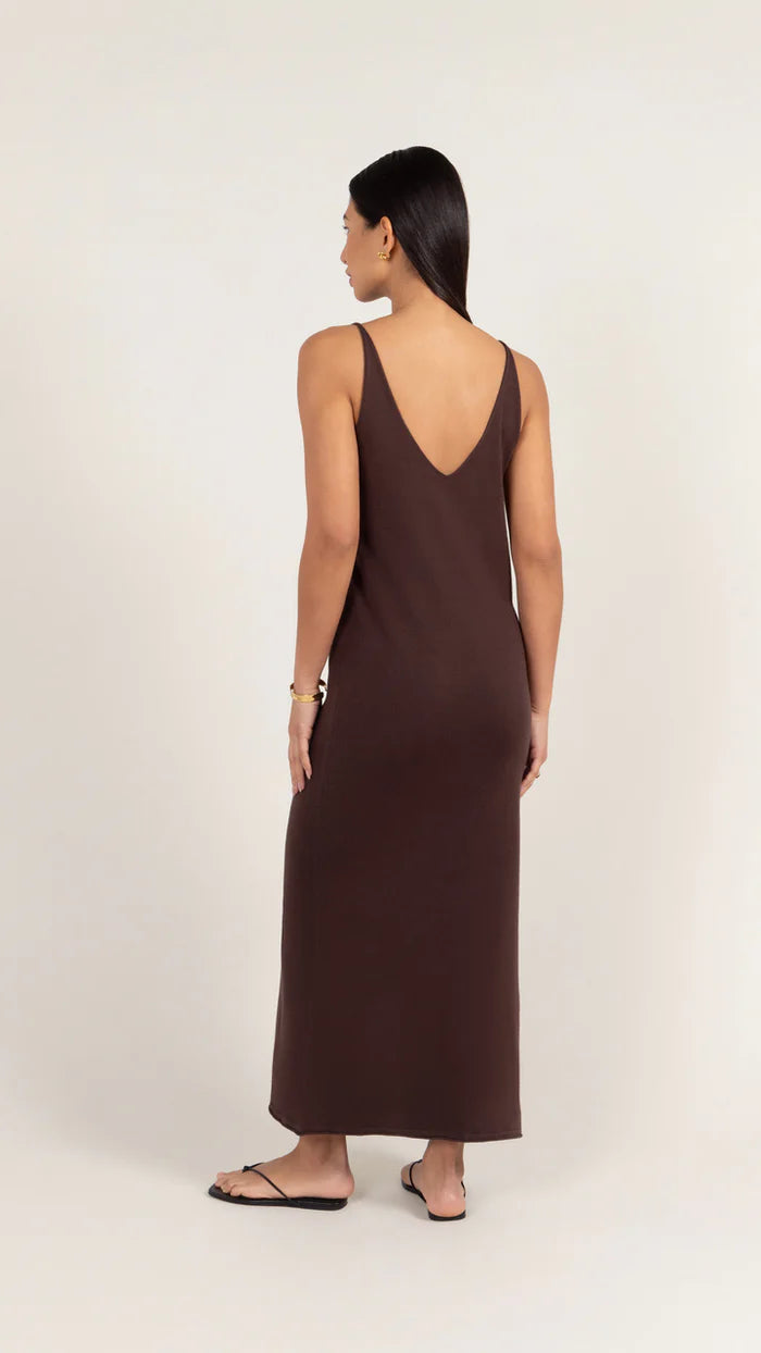 Sofia Knitted Slip Dress - Dark Espresso