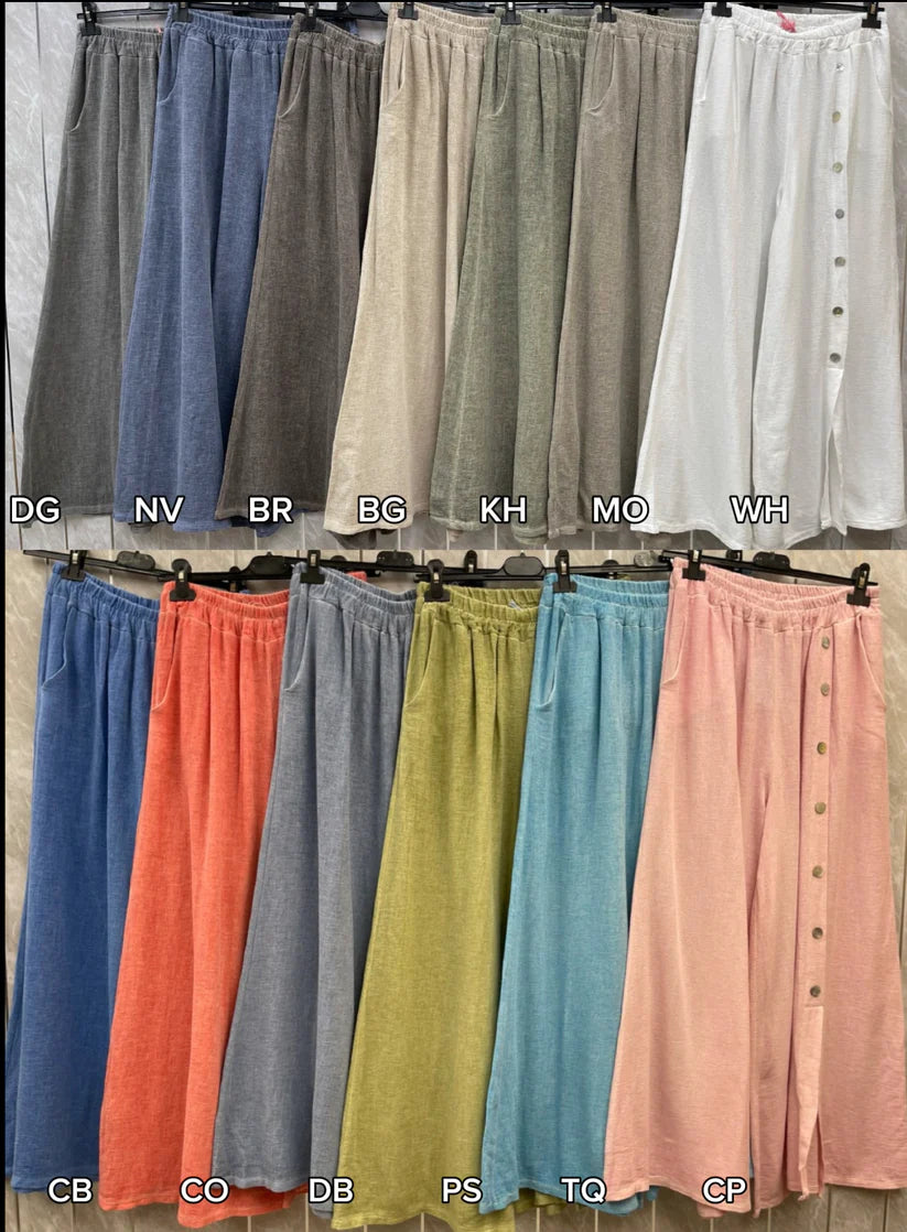 Tia Button Linen Trousers