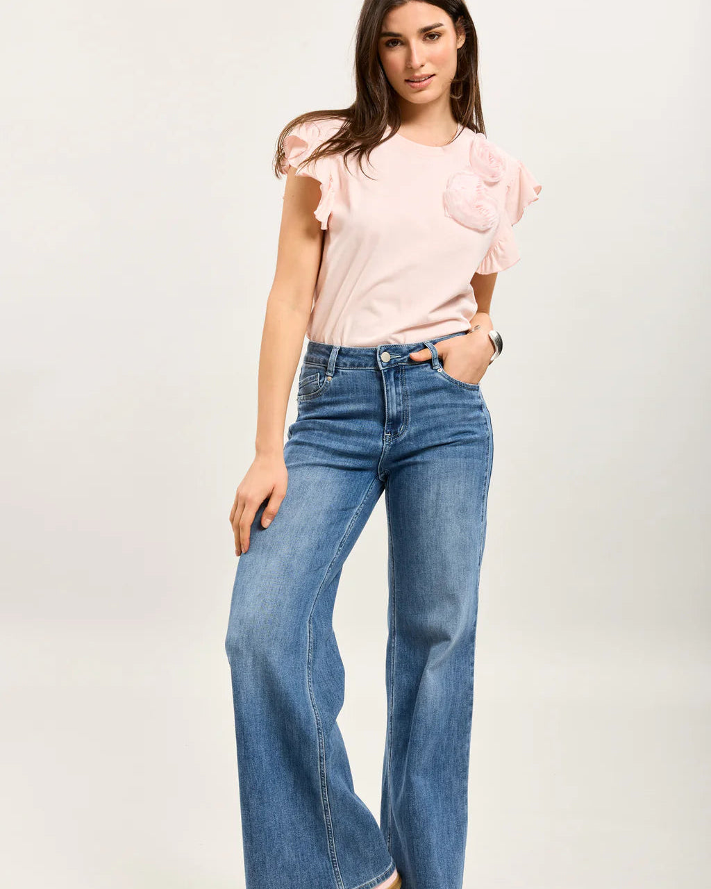 Blue stretch wide jean pants - by toxik