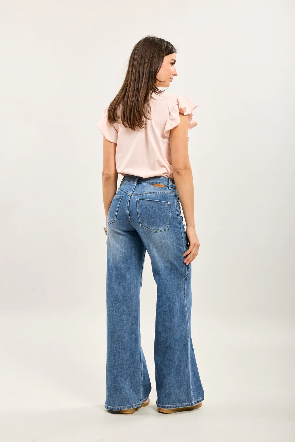 Blue stretch wide jean pants - by toxik