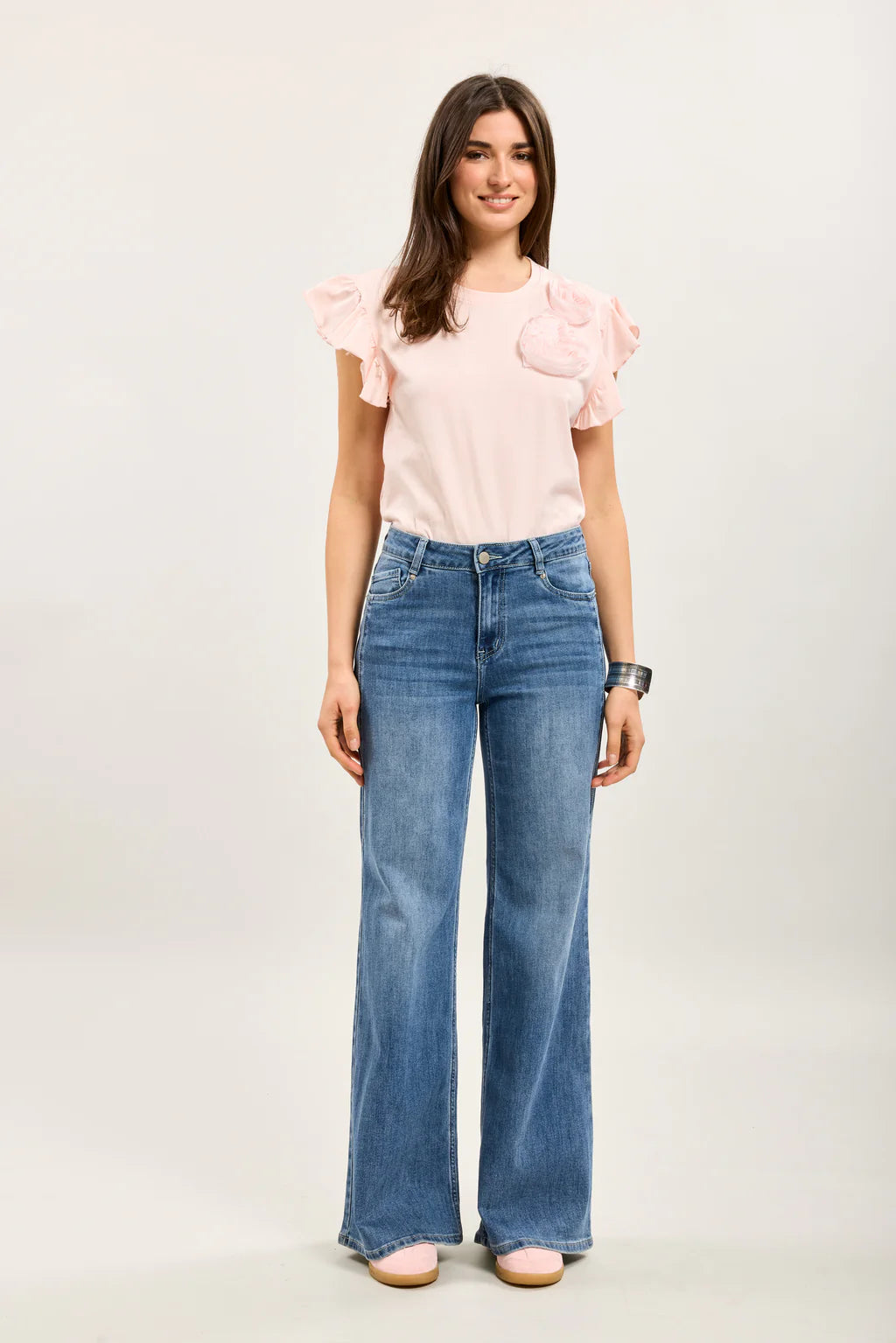 Blue stretch wide jean pants - by toxik