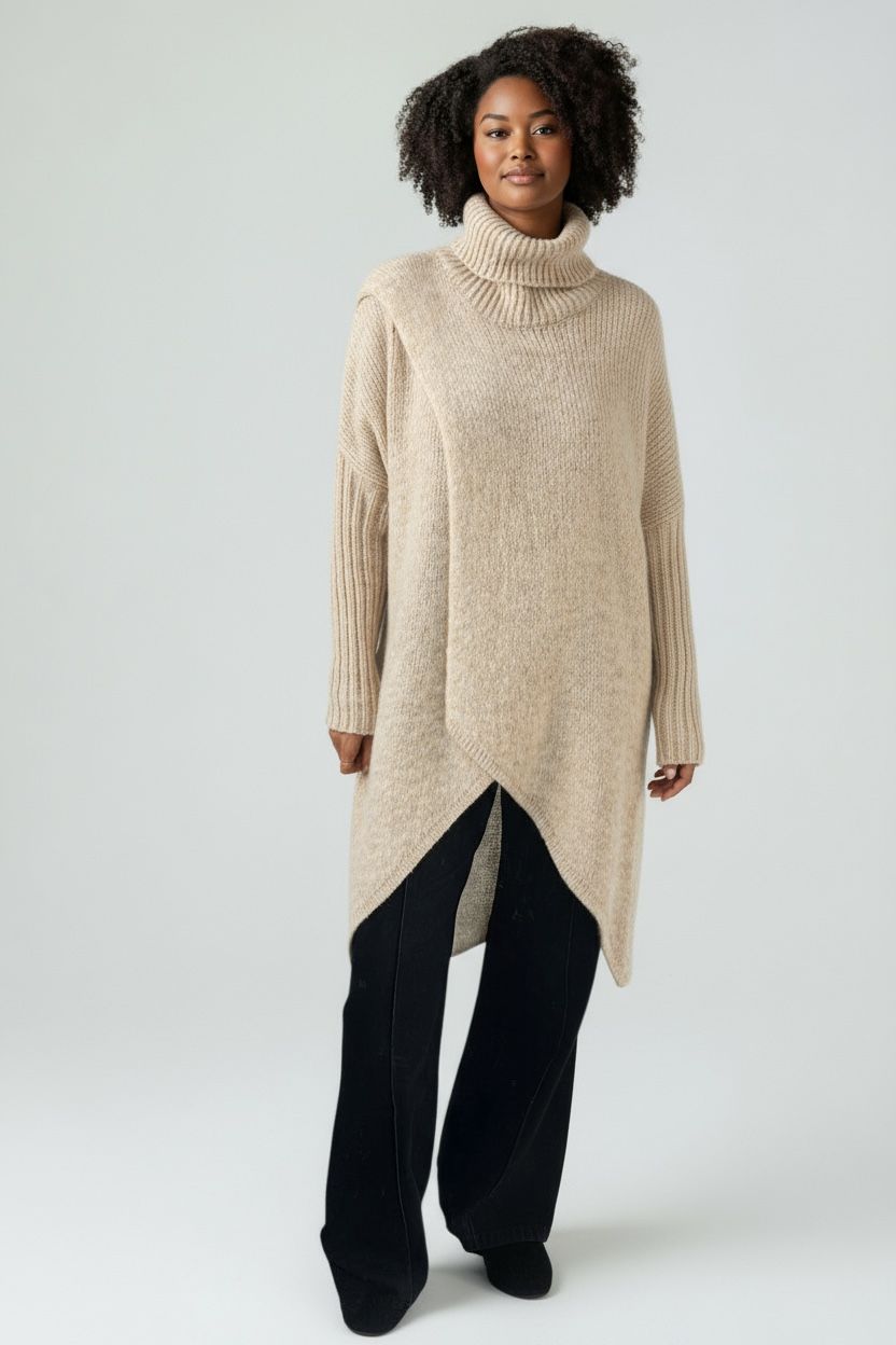 Urban Long Asymmetric High Neck Jumper
