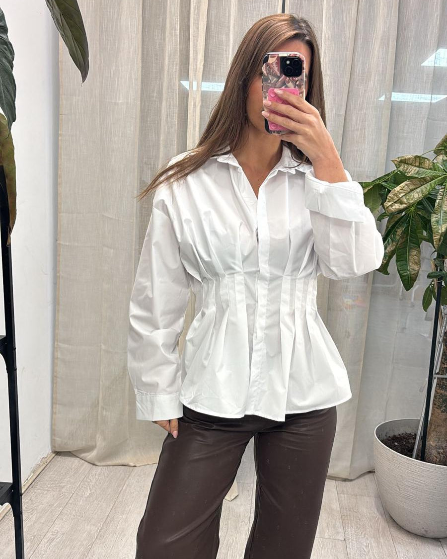 Poplin Crisp White Pleated Shirt