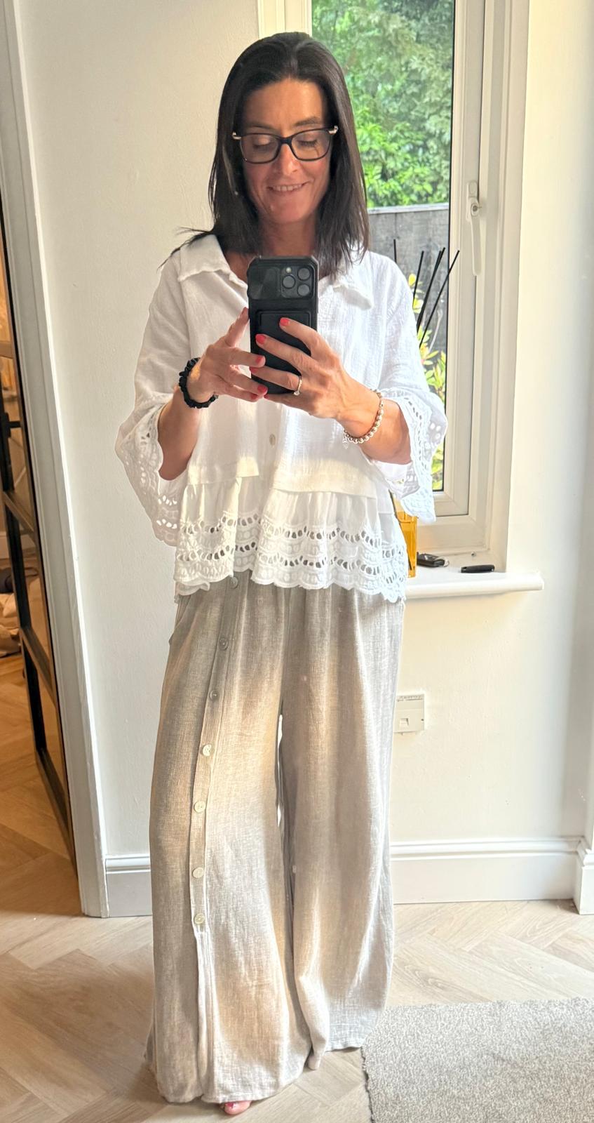 Terri Washed Linen/Cotton Mix Anglaise Shirt
