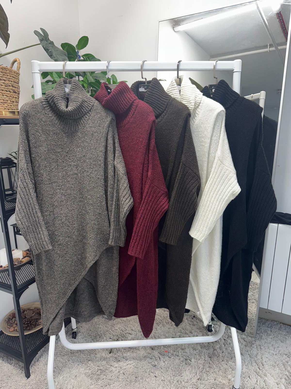 Urban Long Asymmetric High Neck Jumper