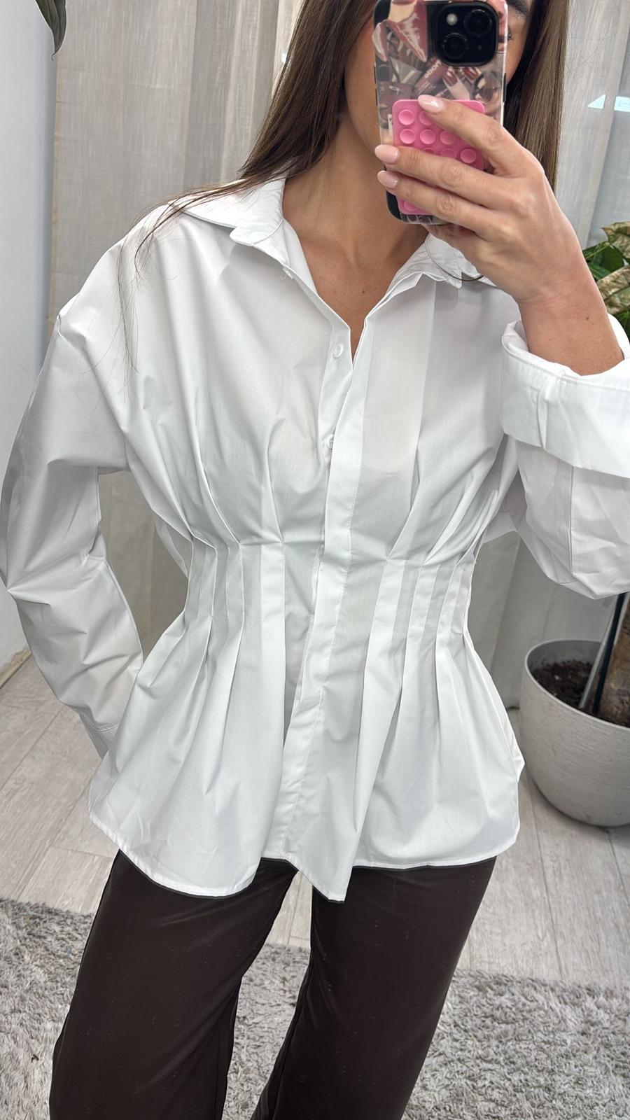 Poplin Crisp White Pleated Shirt