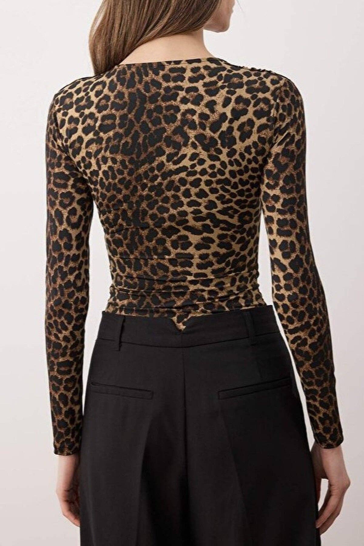 Arana Leopard Print Stretch Knit Bodysuit
