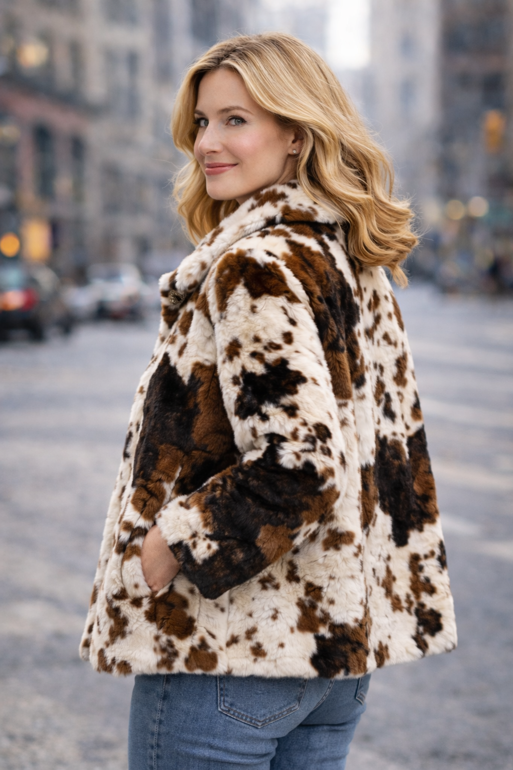 Kathy Cow Print Soft Jacket