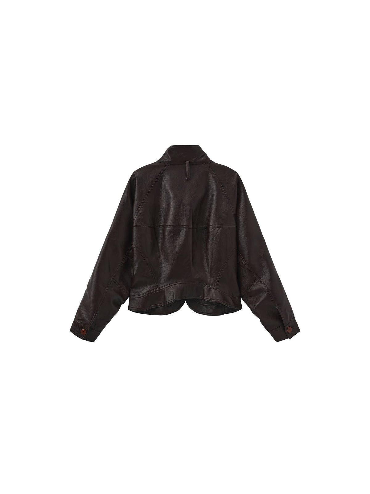 Curved Sleeve Faux Leather Jacket