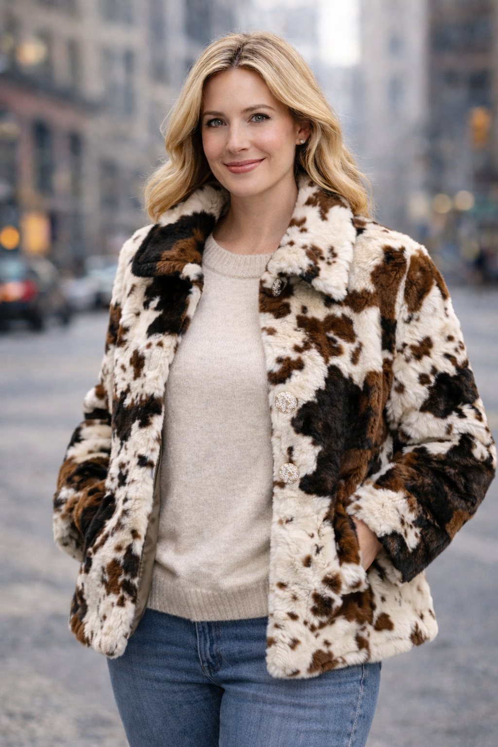 Kathy Cow Print Soft Jacket