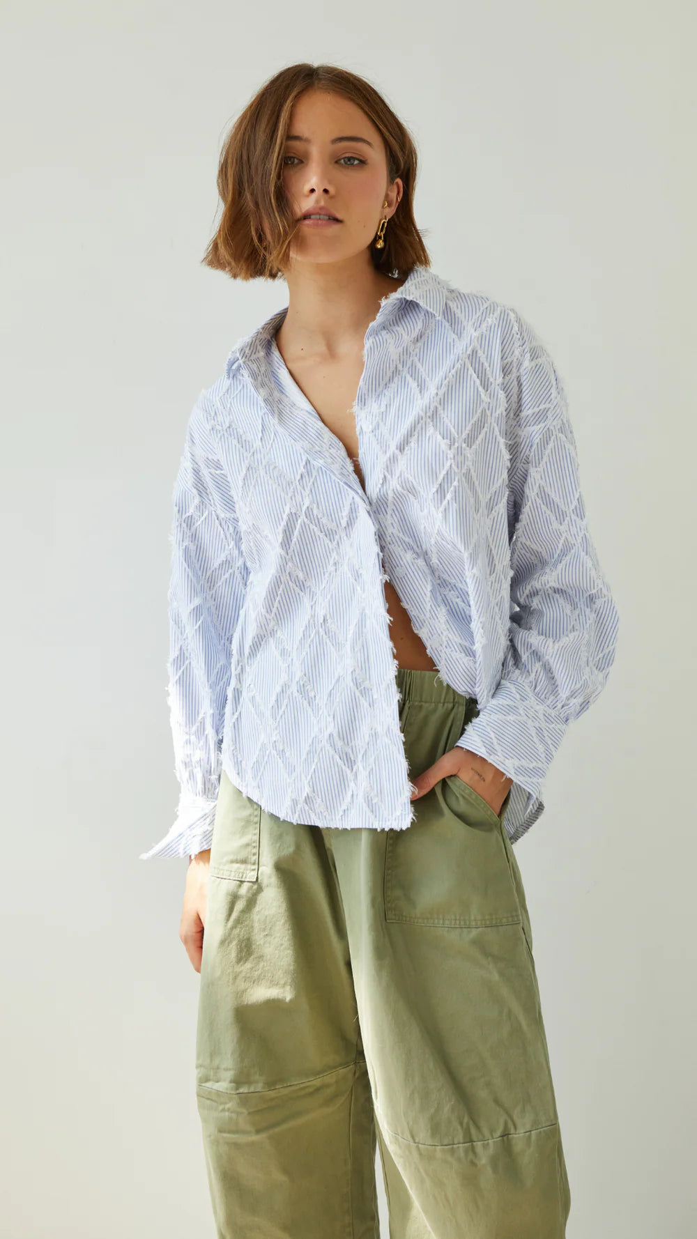 Marlowe Shirt - blue stripe - by Charli